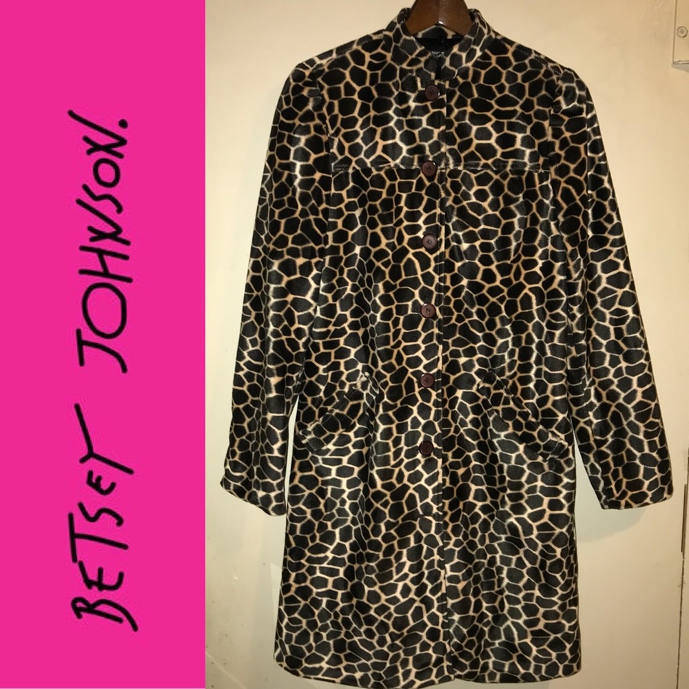 Rare Betsey Johnson Animal Print Jacket FAUX Sz S!